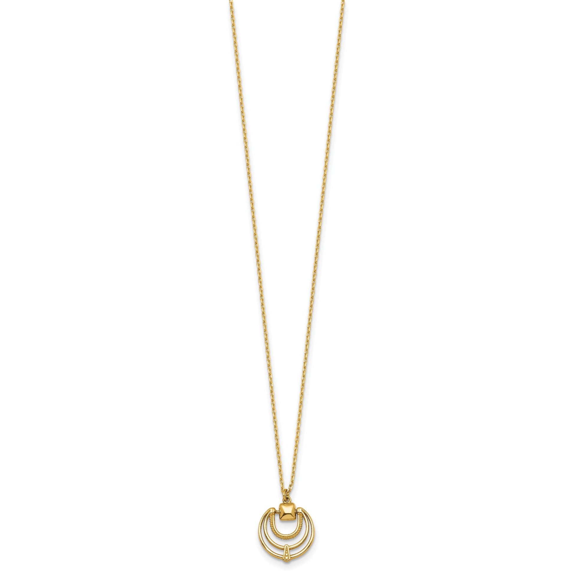 14k Polished and Textured Fancy Circles 17 inch Necklace