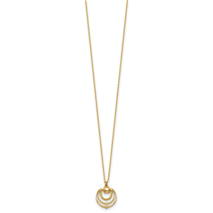 14k Polished and Textured Fancy Circles 17 inch Necklace