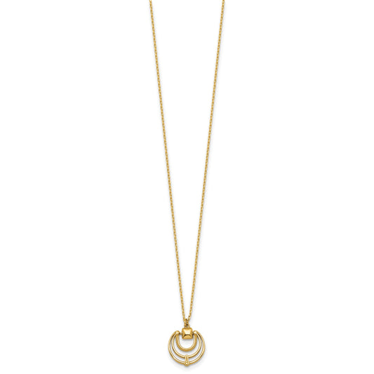 14k Polished and Textured Fancy Circles 17 inch Necklace