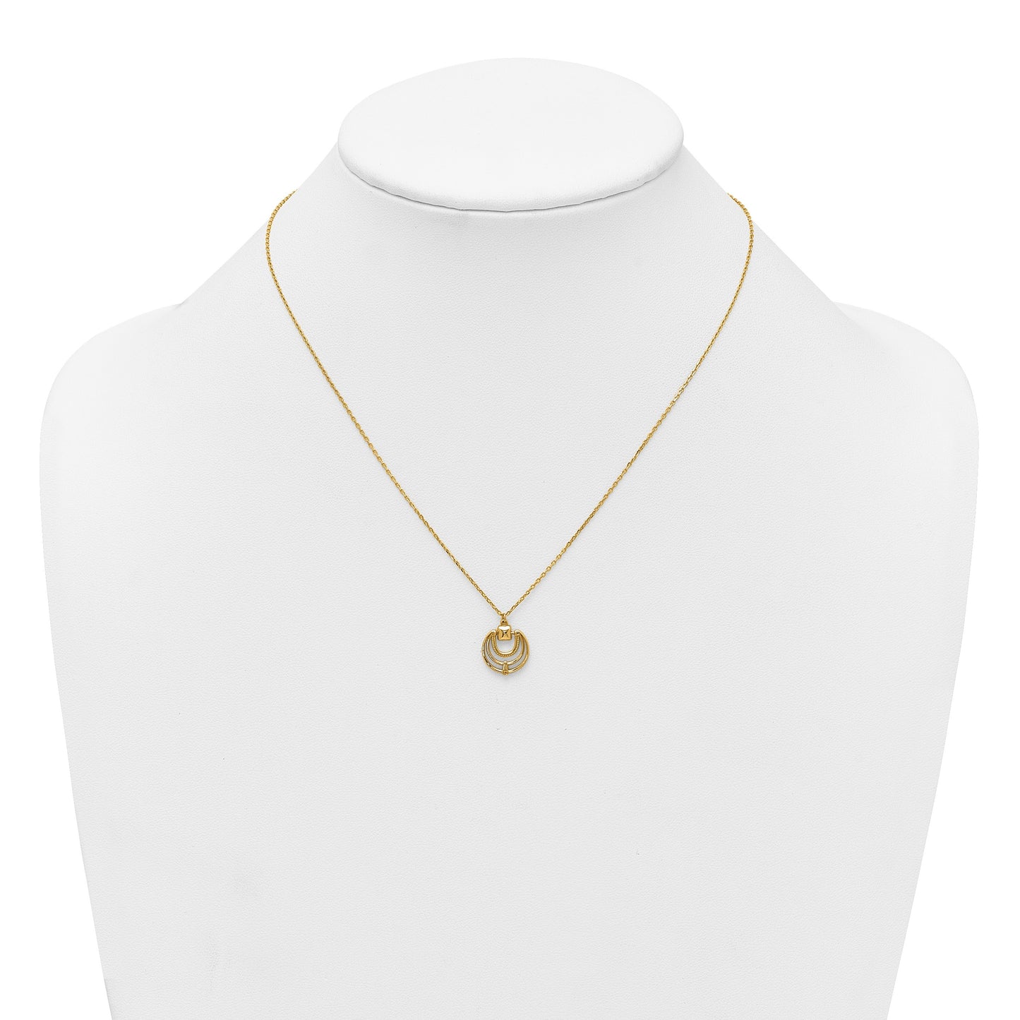 14k Polished and Textured Fancy Circles 17 inch Necklace