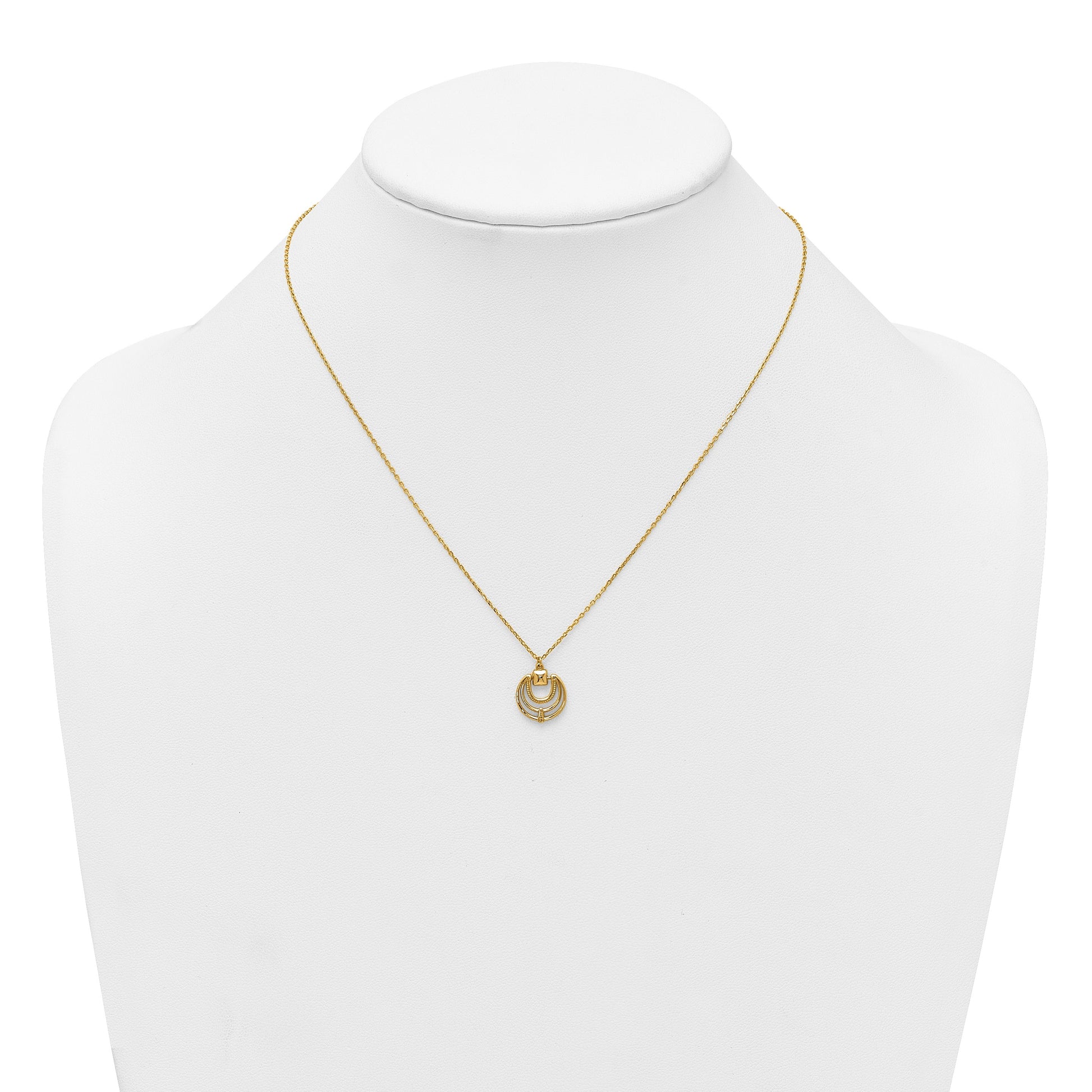 14k Polished and Textured Fancy Circles 17 inch Necklace