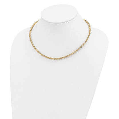 14k Polished Fancy 5mm Rolo Link 18 inch Necklace