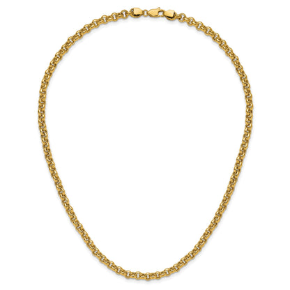 14k Polished Fancy 5mm Rolo Link 18 inch Necklace