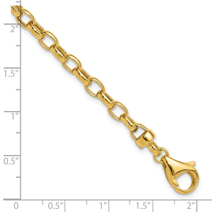 14k Polished 4.5mm Fancy Oval Link 7.5 inch Bracelet