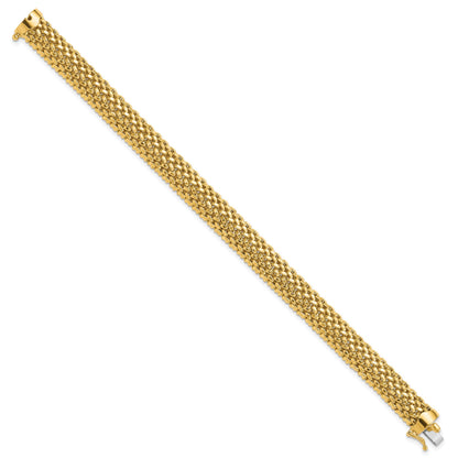 14k Polished 9.25mm Mesh 7.25 inch Bracelet
