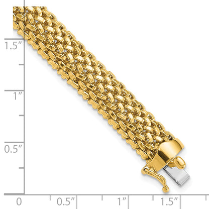 14k Polished 9.25mm Mesh 7.25 inch Bracelet