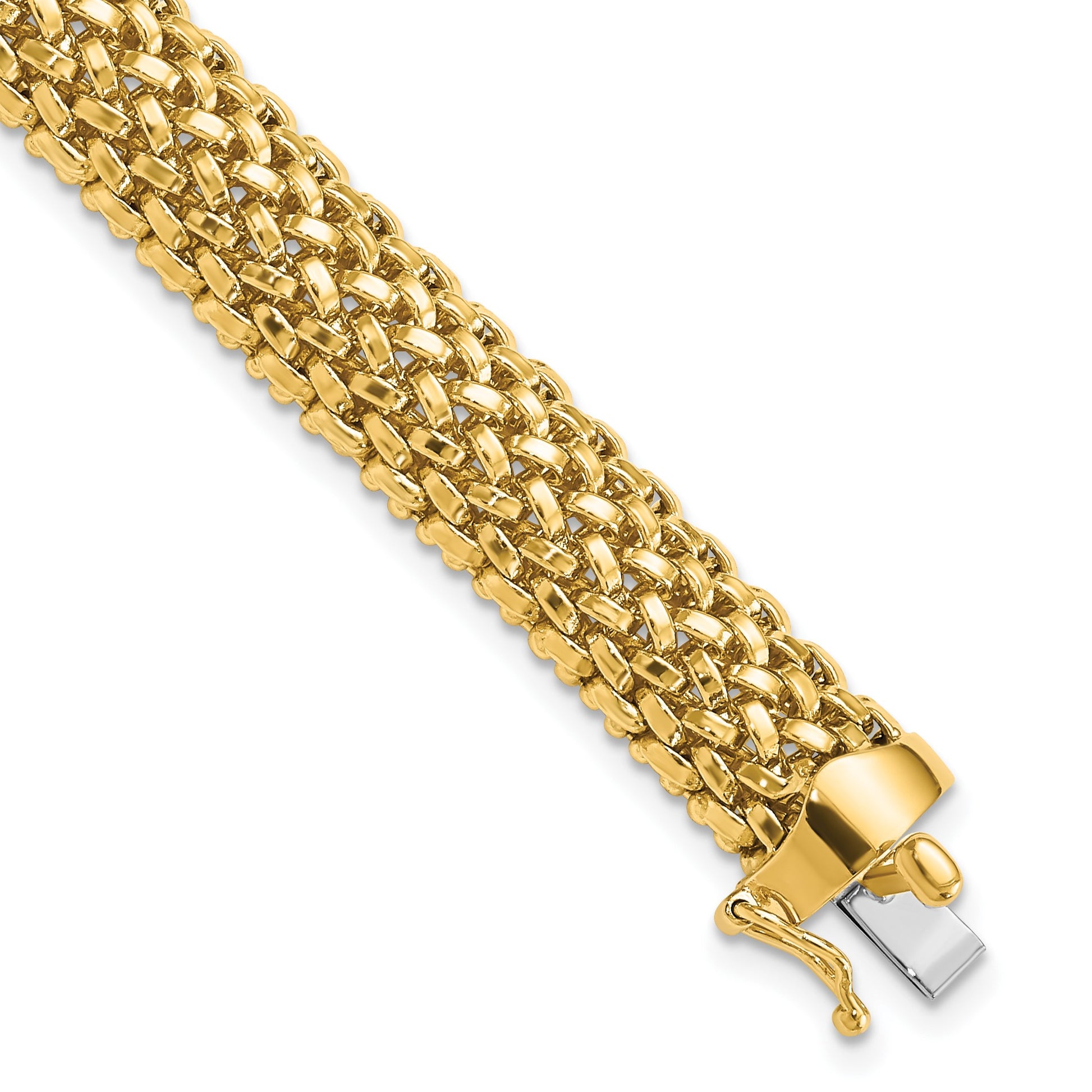 14k Polished 9.25mm Mesh 7.25 inch Bracelet