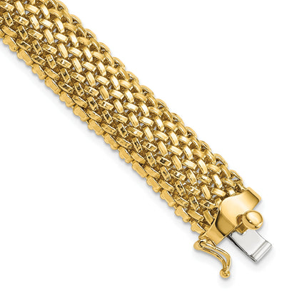 14k Polished 12.5mm Mesh 7.25 inch Bracelet