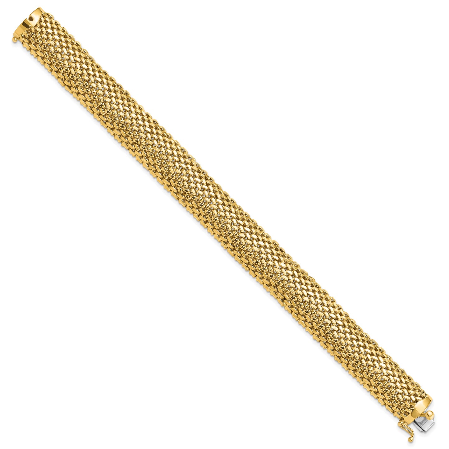 14k Polished 13.75mm Mesh 7.25 inch Bracelet