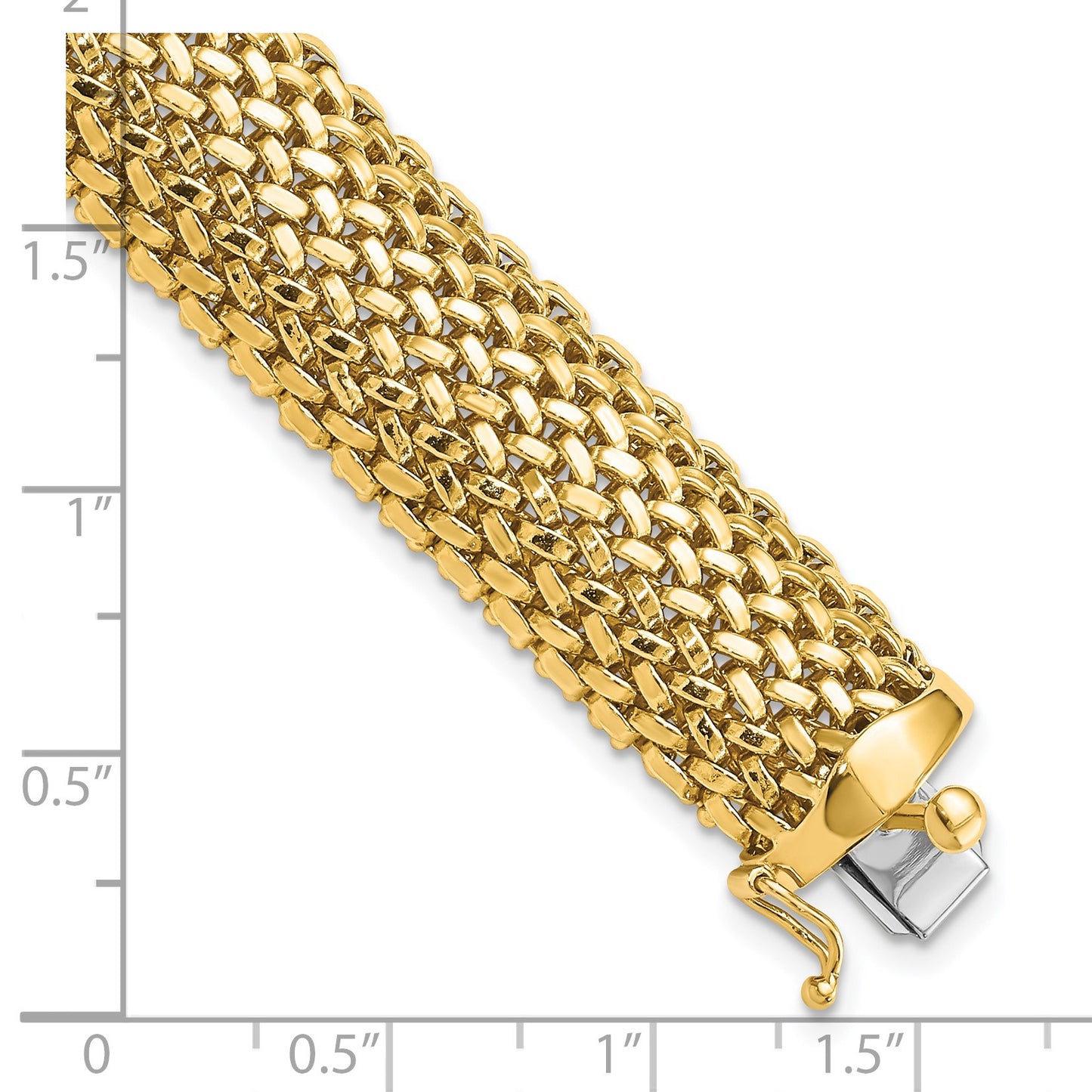 14k Polished 13.75mm Mesh 7.25 inch Bracelet