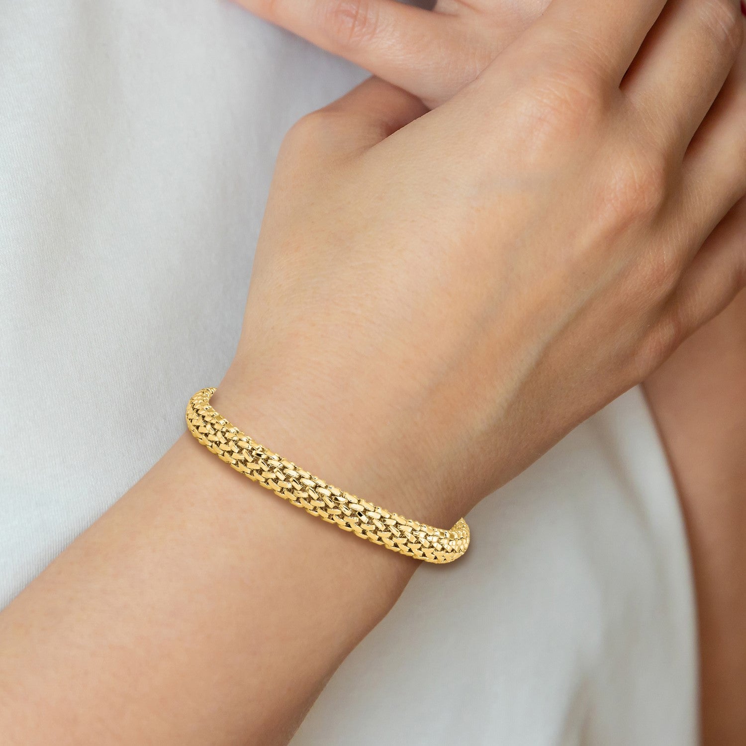 14k Polished 18.75mm Mesh 7.25 inch Bracelet