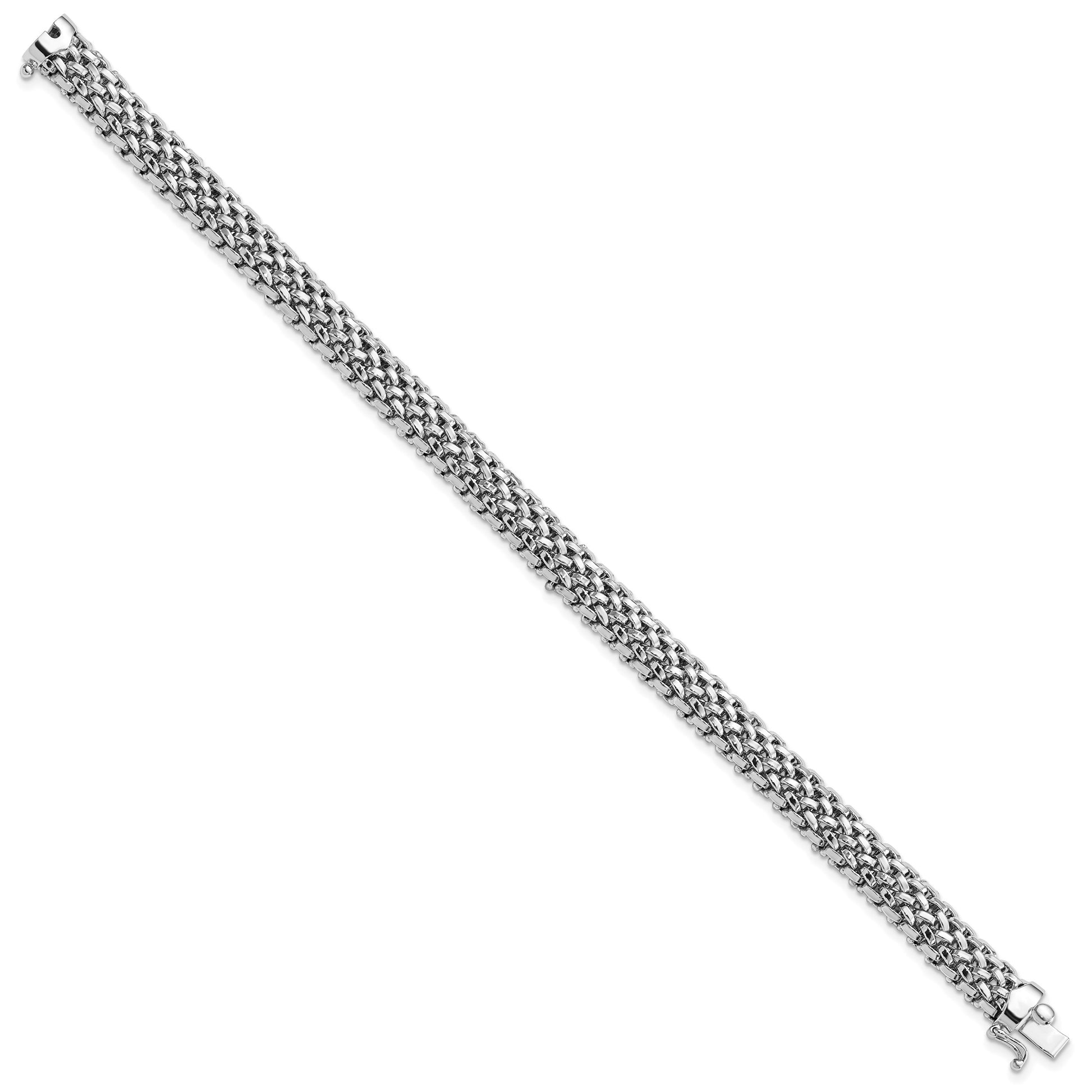 14k White Gold Polished 7mm Mesh 7.25 inch Bracelet