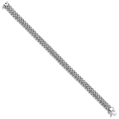 14k White Gold Polished 7mm Mesh 7.25 inch Bracelet
