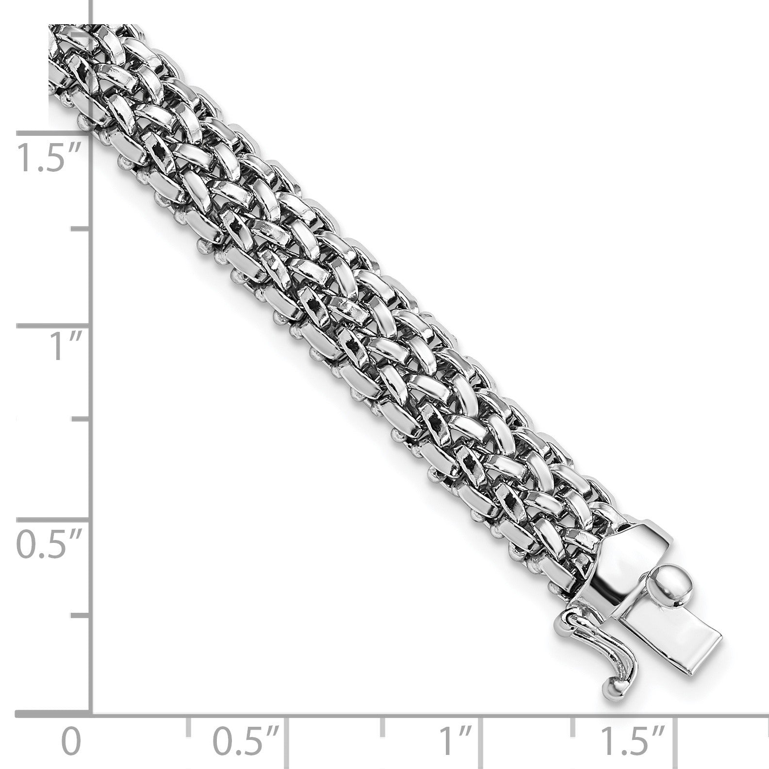 14k White Gold Polished 7mm Mesh 7.25 inch Bracelet