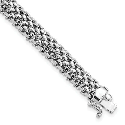 14k White Gold Polished 7mm Mesh 7.25 inch Bracelet