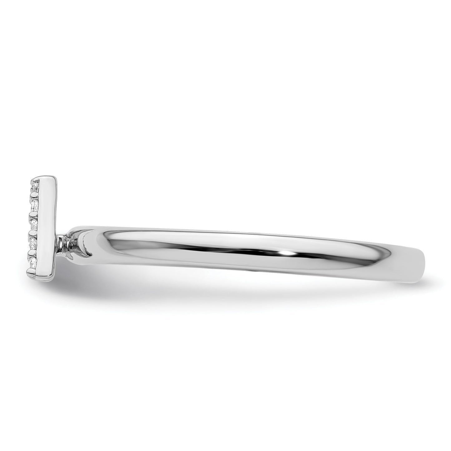 14K White Gold Stackable Diamond Initial A Size 7 Ring