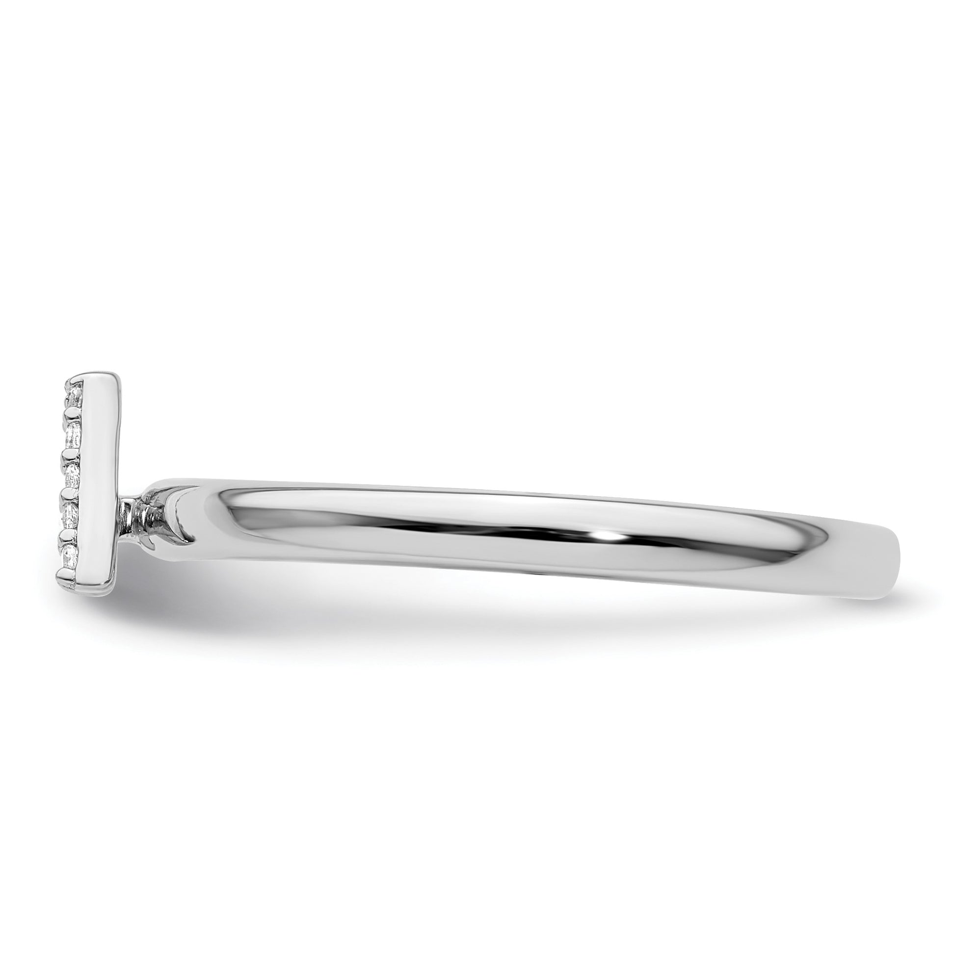14K White Gold Stackable Diamond Initial A Size 7 Ring