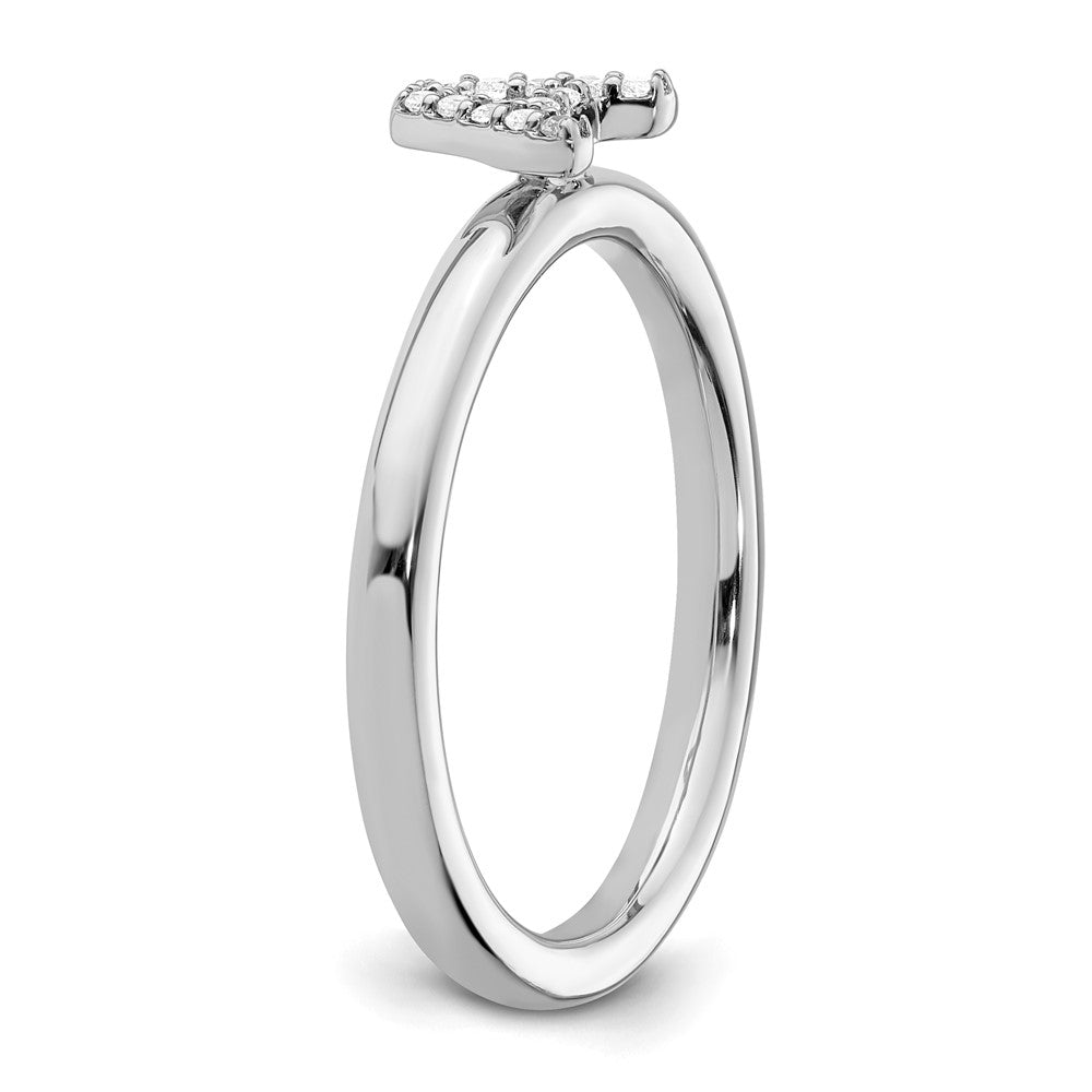 14K White Gold Stackable Diamond Initial A Ring