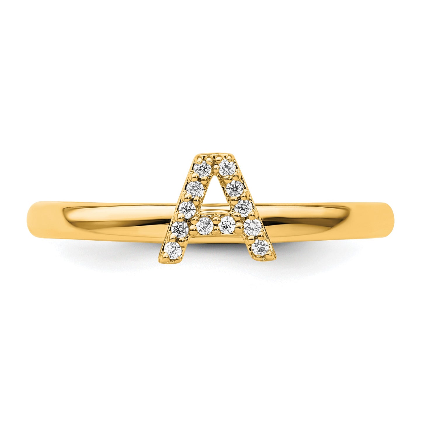 14K Stackable Diamond Initial A Size 7 Ring