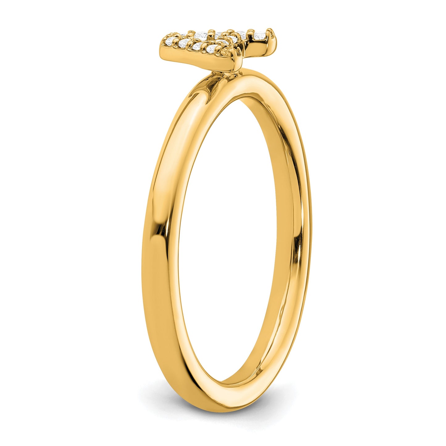 14K Stackable Diamond Initial A Size 7 Ring