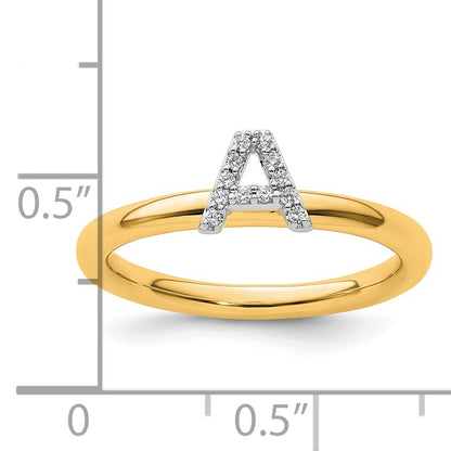 14K Stackable Diamond Initial A Size 7 Ring