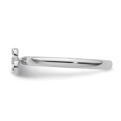 14K White Gold Stackable Diamond Initial B Size 7 Ring