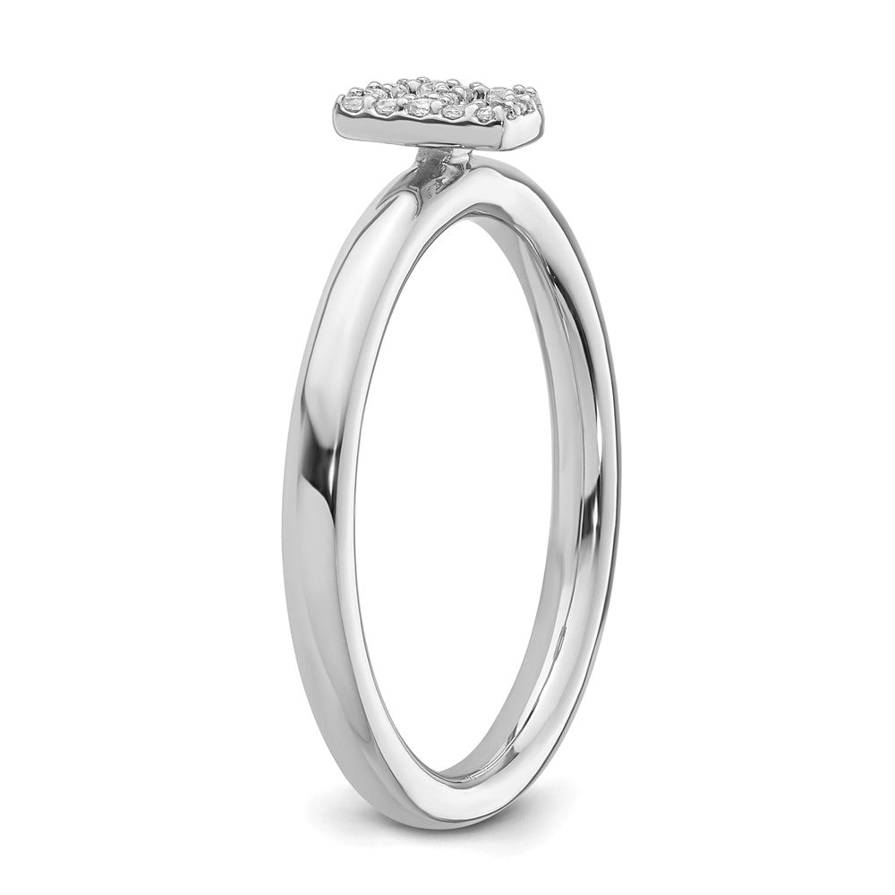 14K White Gold Stackable Diamond Initial B Ring