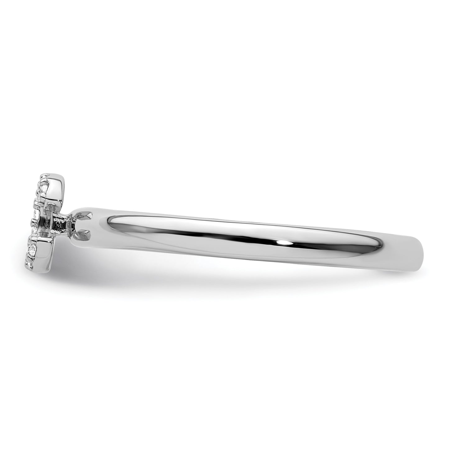 14K White Gold Stackable Diamond Initial C Size 7 Ring
