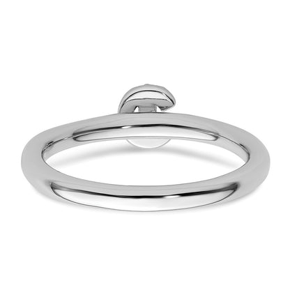 14K White Gold Stackable Diamond Initial C Ring