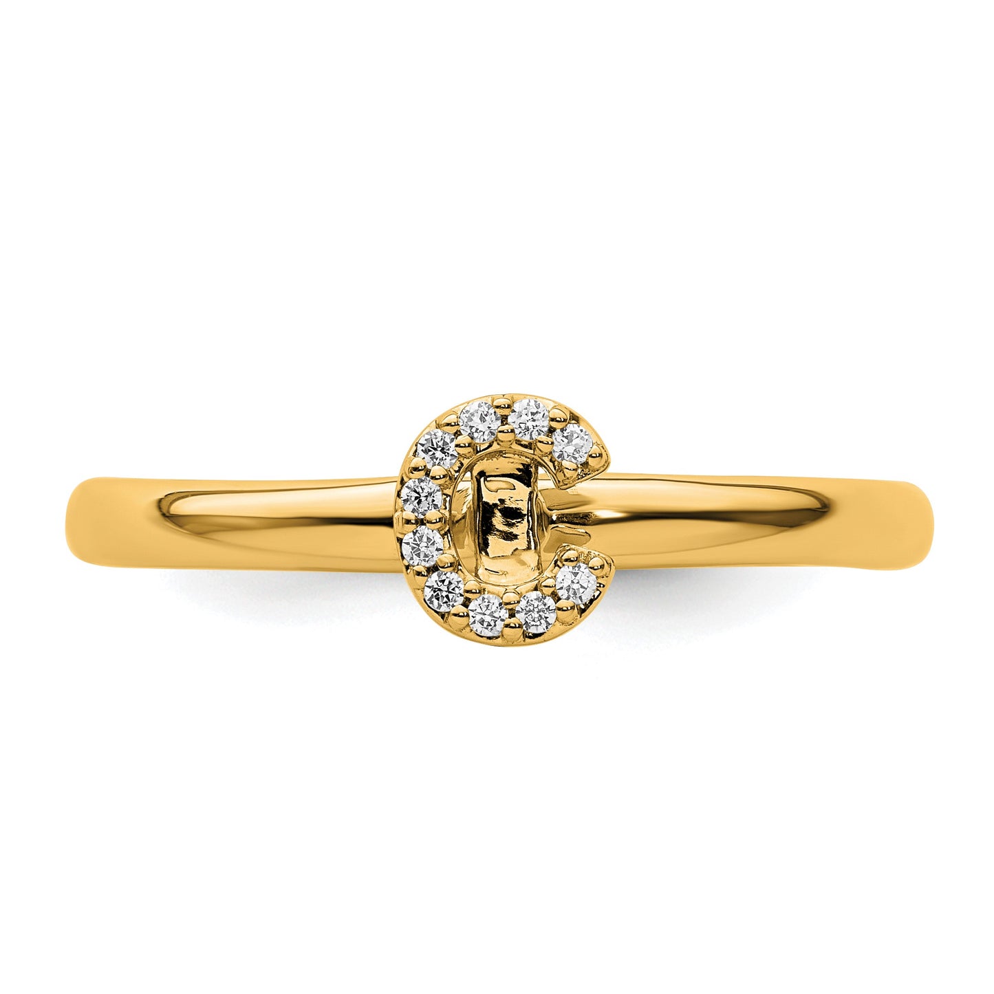 14K Stackable Diamond Initial C Size 7 Ring