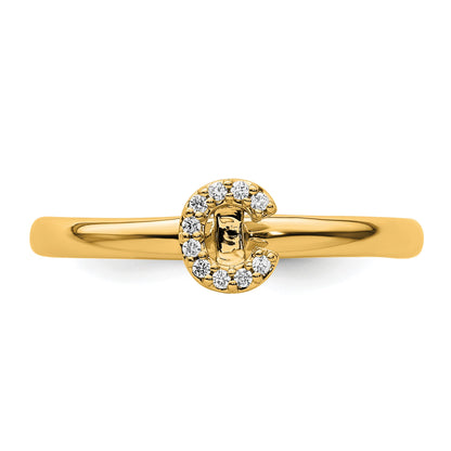 14K Stackable Diamond Initial C Size 7 Ring