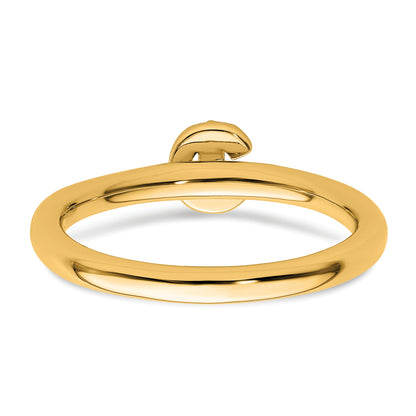 14K Stackable Diamond Initial C Size 7 Ring