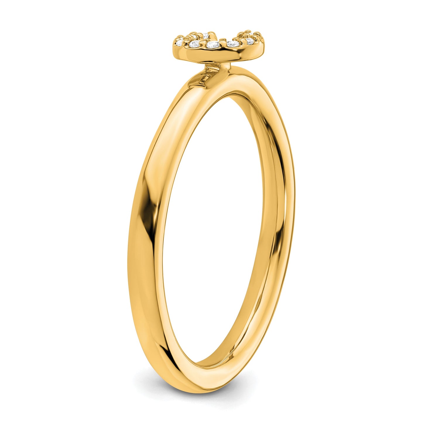 14K Stackable Diamond Initial C Size 7 Ring