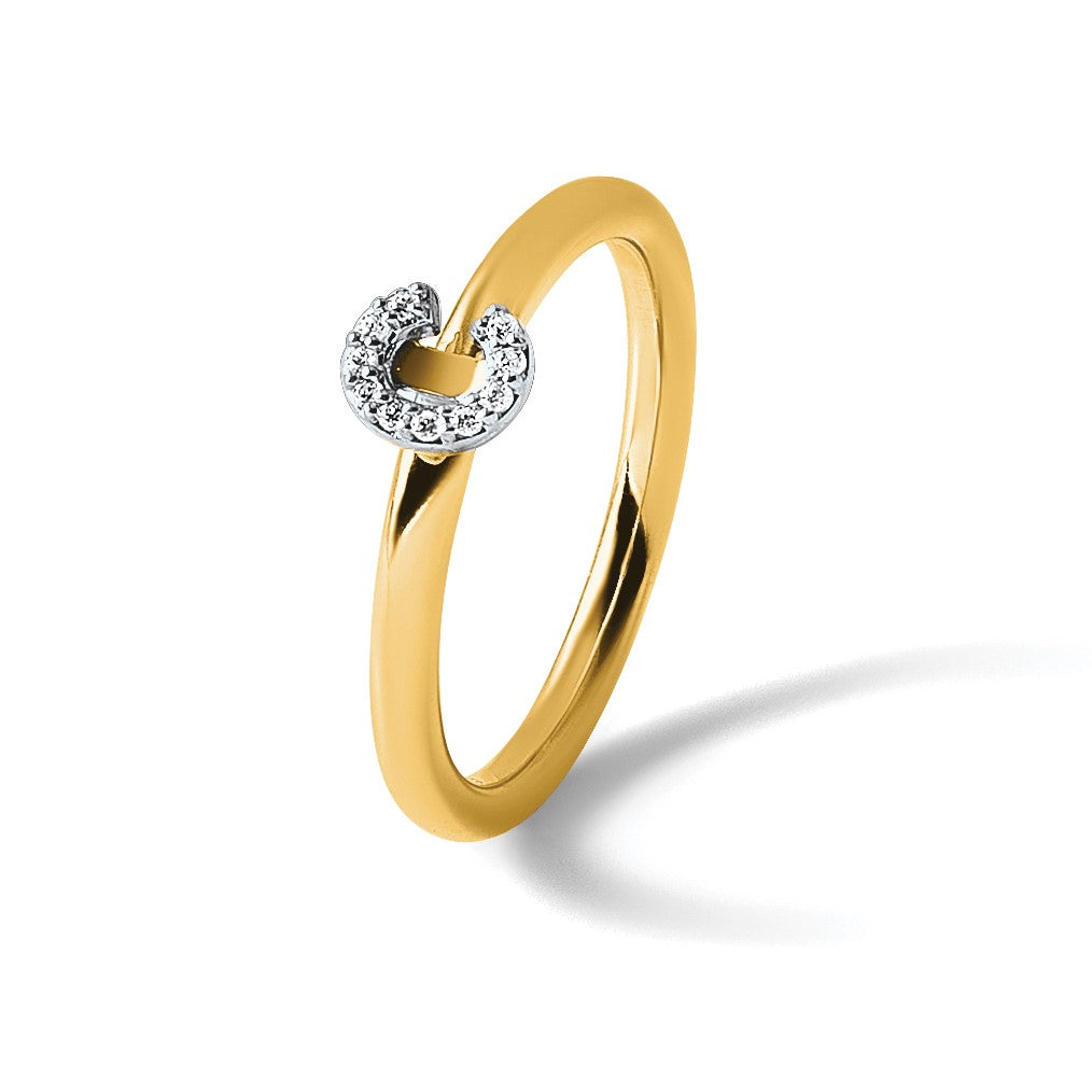 14K Stackable Diamond Initial C Size 7 Ring