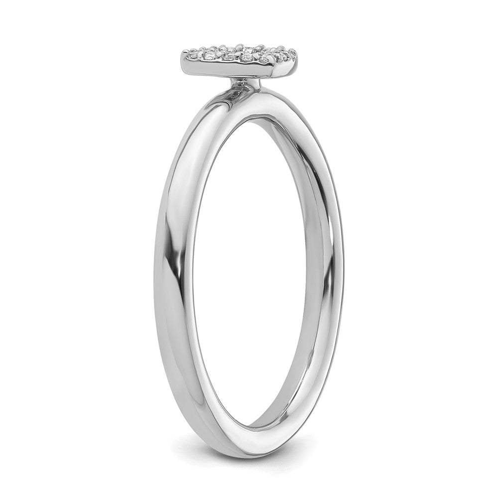 14K White Gold Stackable Diamond Initial D Ring