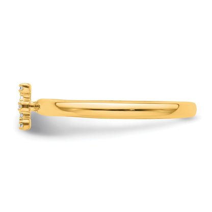 14K Stackable Diamond Initial E Size 7 Ring