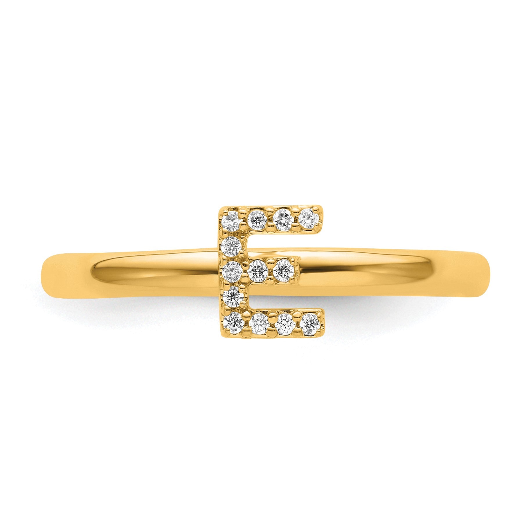 14K Stackable Diamond Initial E Size 7 Ring