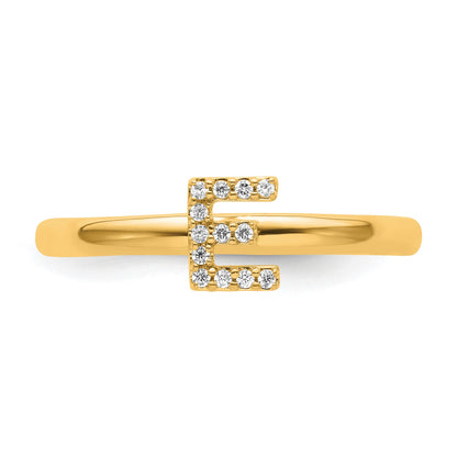 14K Stackable Diamond Initial E Size 7 Ring