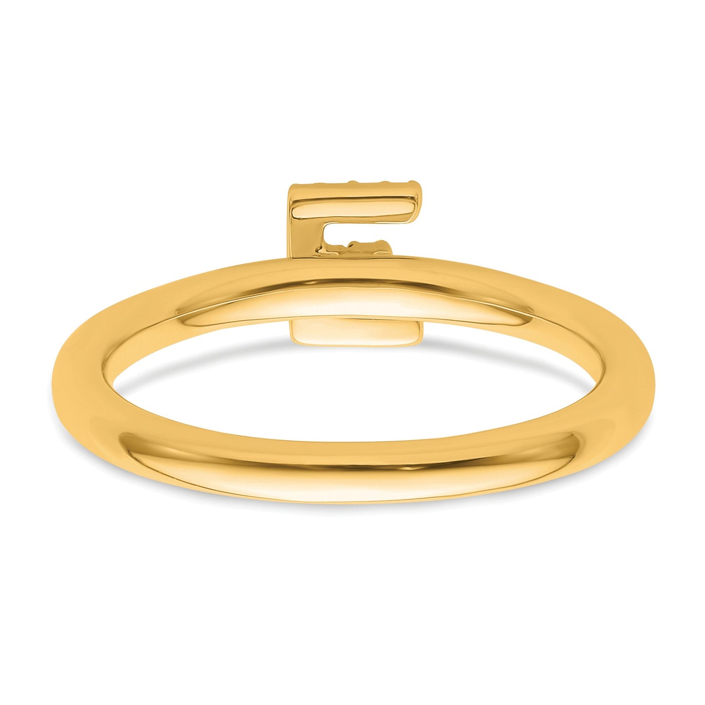 14K Stackable Diamond Initial E Size 7 Ring