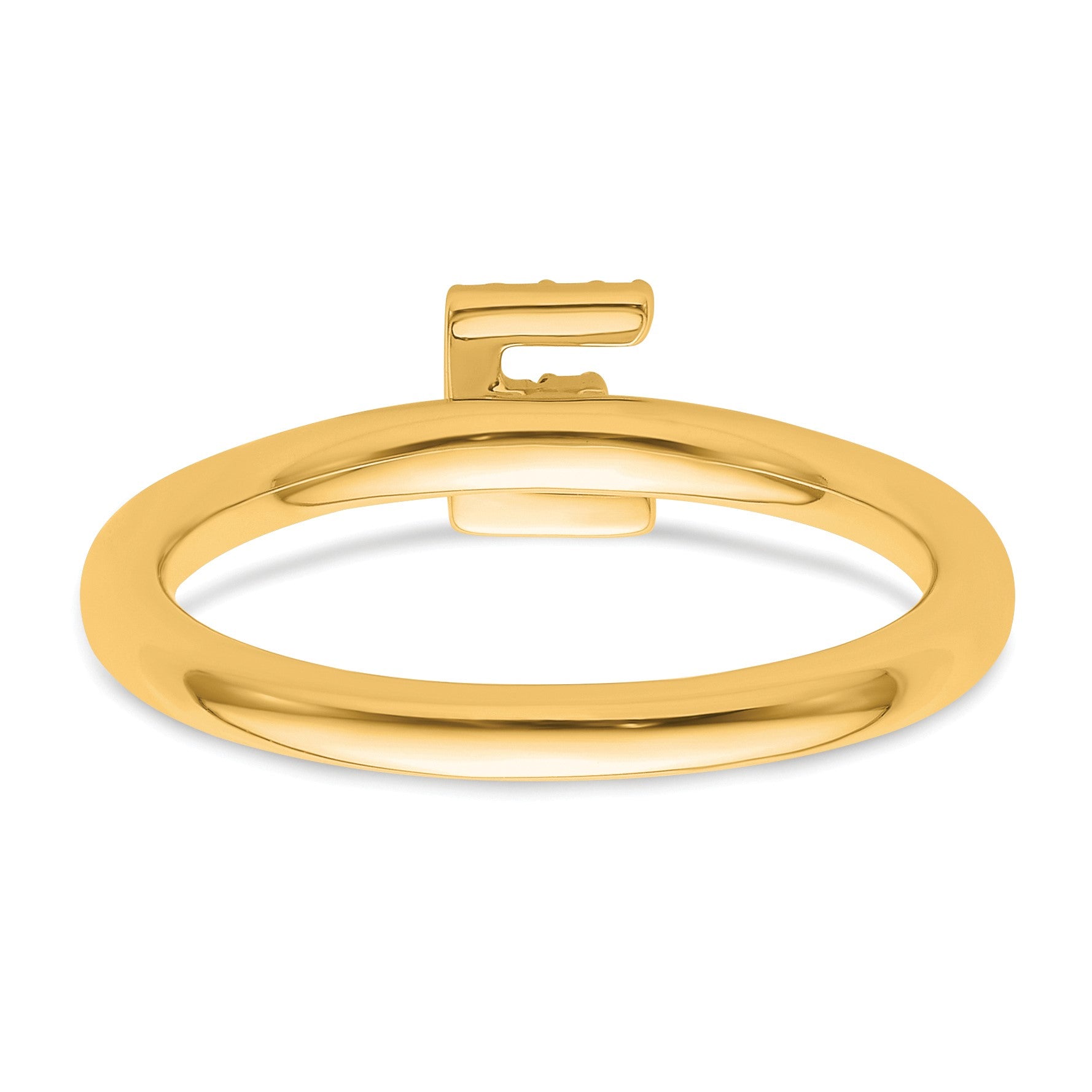 14K Stackable Diamond Initial E Size 7 Ring