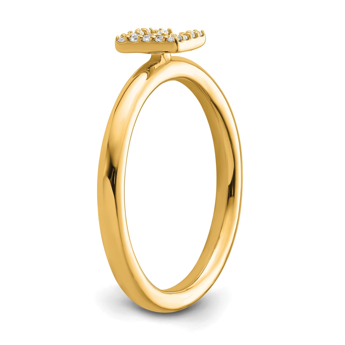 14K Stackable Diamond Initial E Size 7 Ring