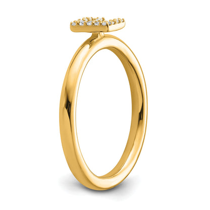 14K Stackable Diamond Initial E Size 7 Ring