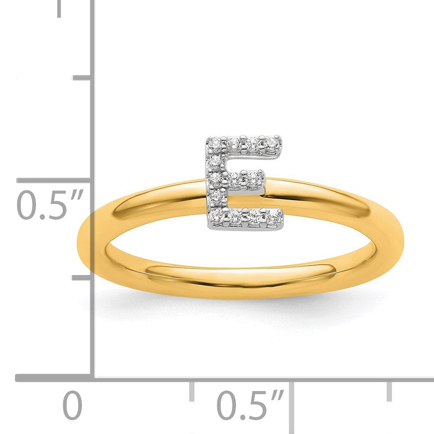 14K Stackable Diamond Initial E Size 7 Ring