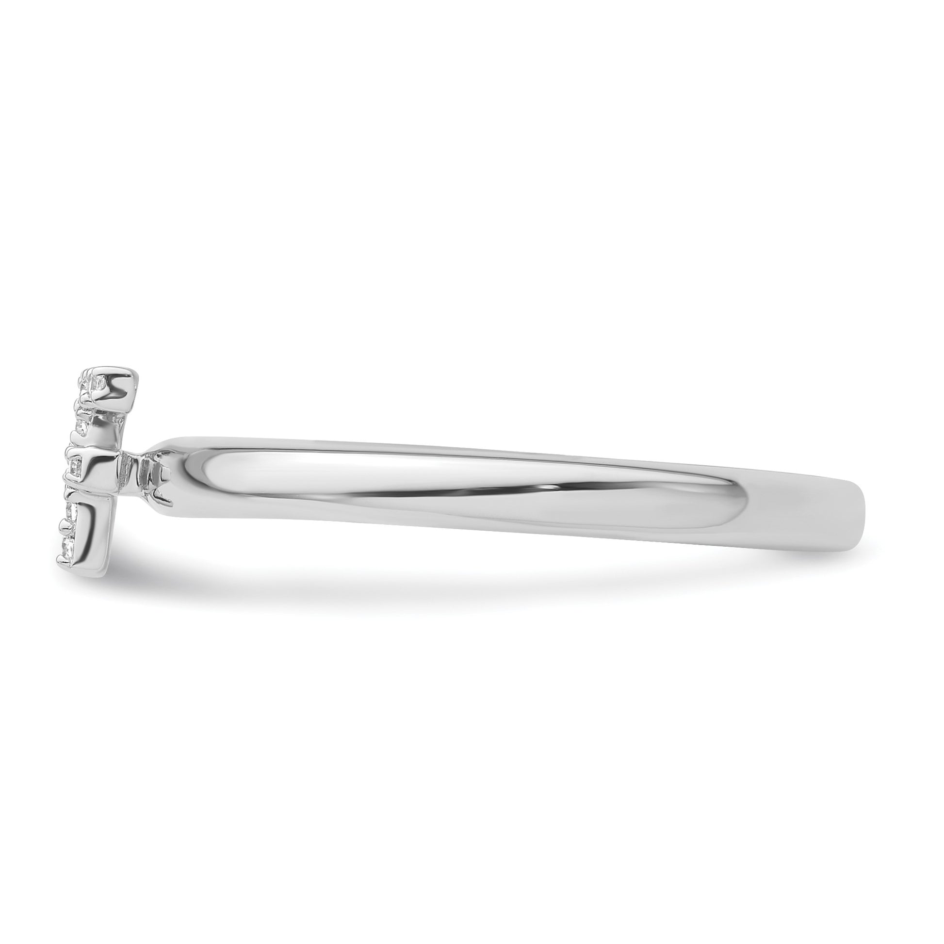 14K White Gold Stackable Diamond Initial F Size 7 Ring