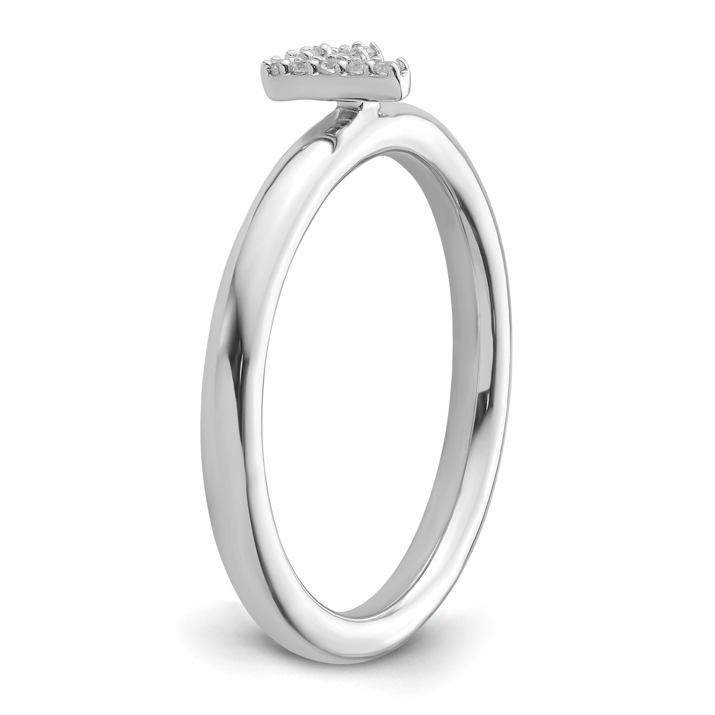 14K White Gold Stackable Diamond Initial F Size 7 Ring