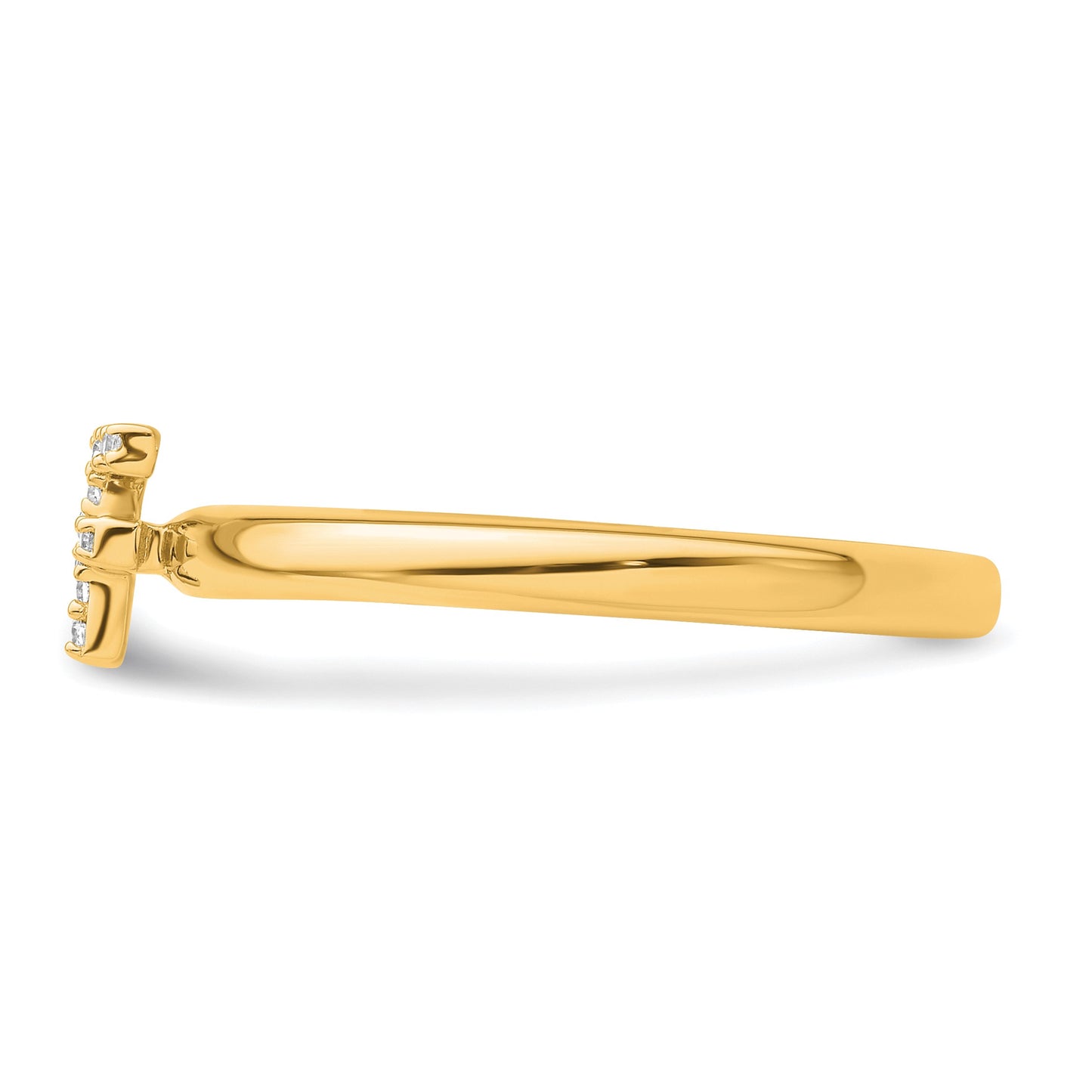 14K Stackable Diamond Initial F Size 7 Ring
