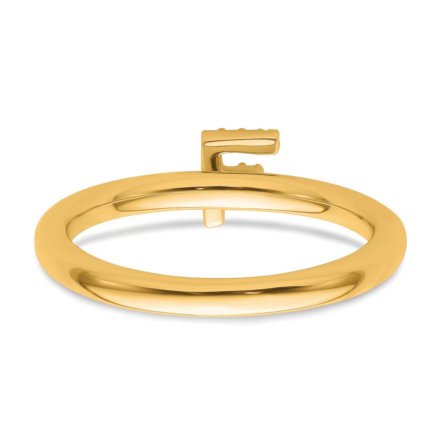 14K Stackable Diamond Initial F Size 7 Ring