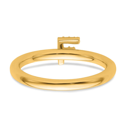 14K Stackable Diamond Initial F Size 7 Ring