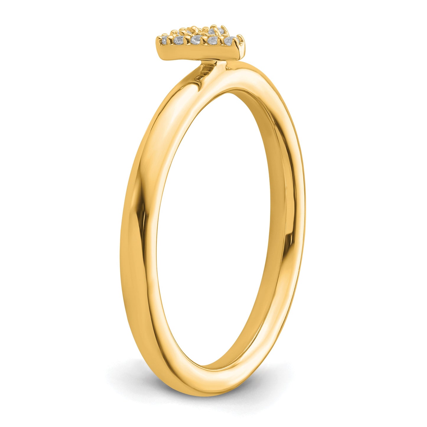 14K Stackable Diamond Initial F Size 7 Ring