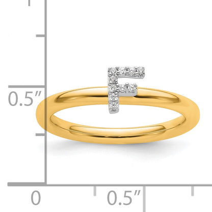 14K Stackable Diamond Initial F Size 7 Ring